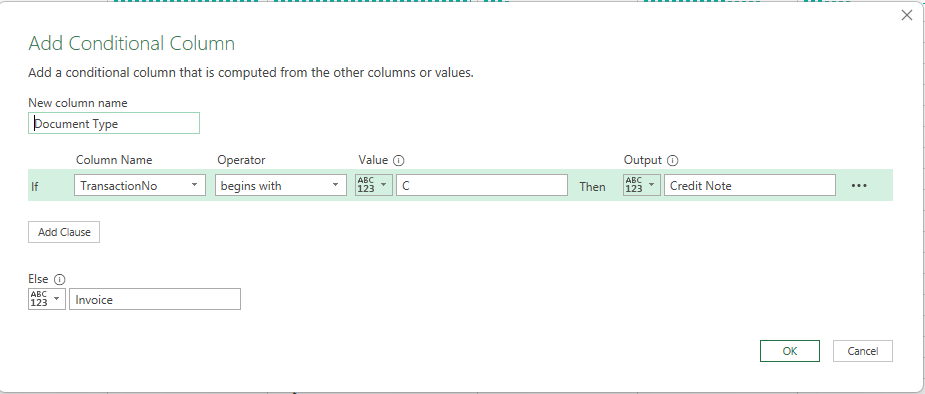 Image of Conditional Column in PowerQuery